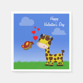 Giraffe and Butterfly Valentine Day Pappersservett