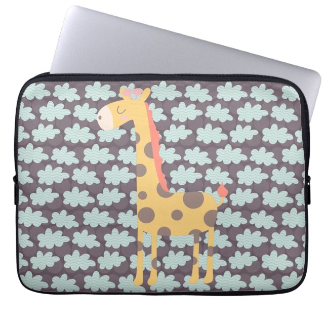 Giraffe and Clouds Laptop Sleeve (Framsidan)