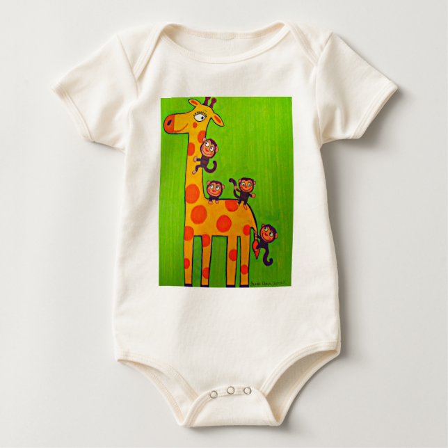 Giraffe and Monkey Business Tee Shirt (Framsida)
