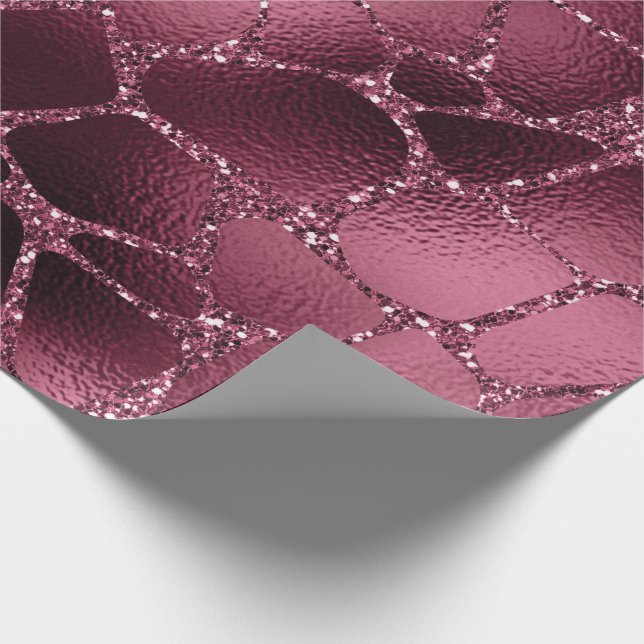 Giraffe Animal Black Spark Marsal Glitter Burgundy Presentpapper (Hörn)