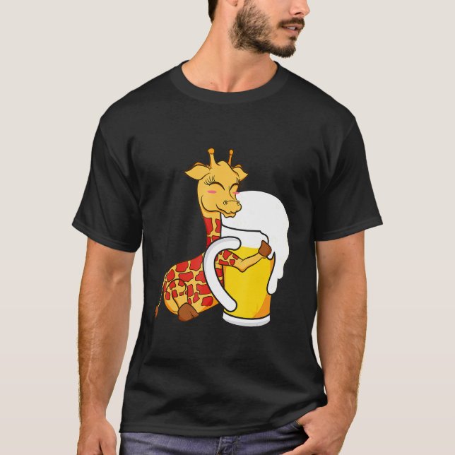 Giraffe Animal Giraffe Hugger Beer Graphic Desig T Shirt (Framsida)