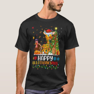 Giraffe Animal Lycklig Giraffe Hellothanksmas T Shirt