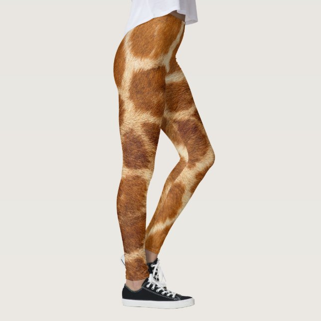 Giraffe Animal Print Brown och Cream Leggings (Höger)