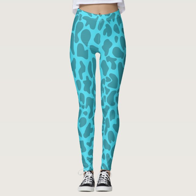 Giraffe Animal Print Funny Teal Leggings (Framsida)