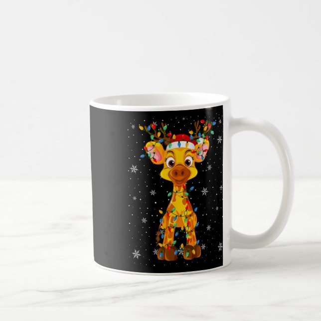 Giraffe Animal Santa Hat Ugly Julgran Light Kaffemugg (Höger)