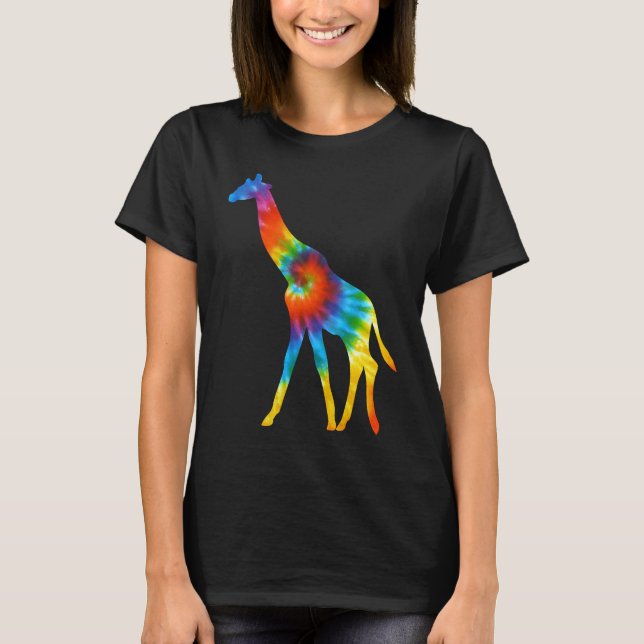 Giraffe Animals Tie Dye Retro Rainbow Trippy Hippi T Shirt (Framsida)