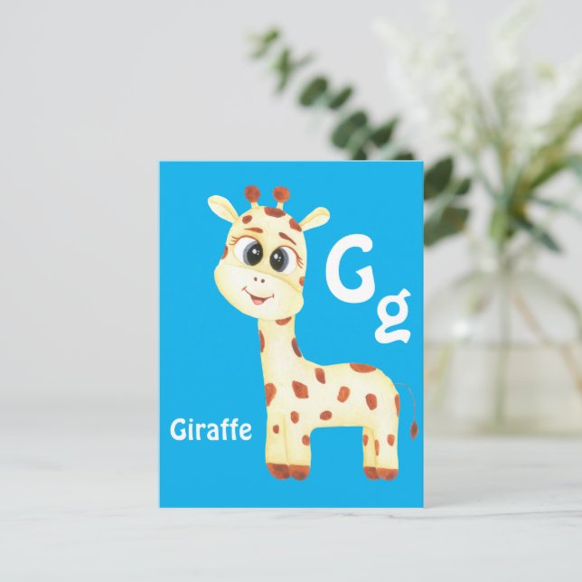 Giraffe anpassa ABC: Bokstav G - Lägg till ditt na Vykort (Stående Fram)