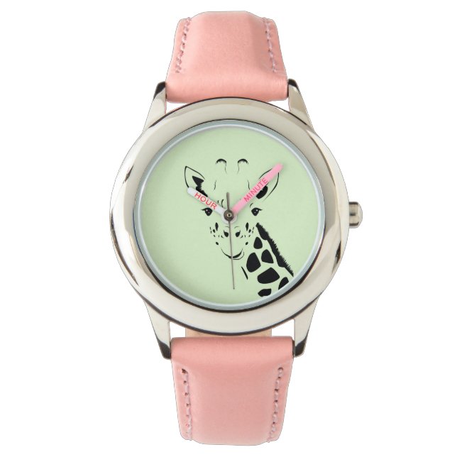 Giraffe Ansikte Silhouette Armbandsur (Framsida)