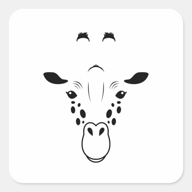 Giraffe Ansikte Silhouette Fyrkantigt Klistermärke (Framsida)