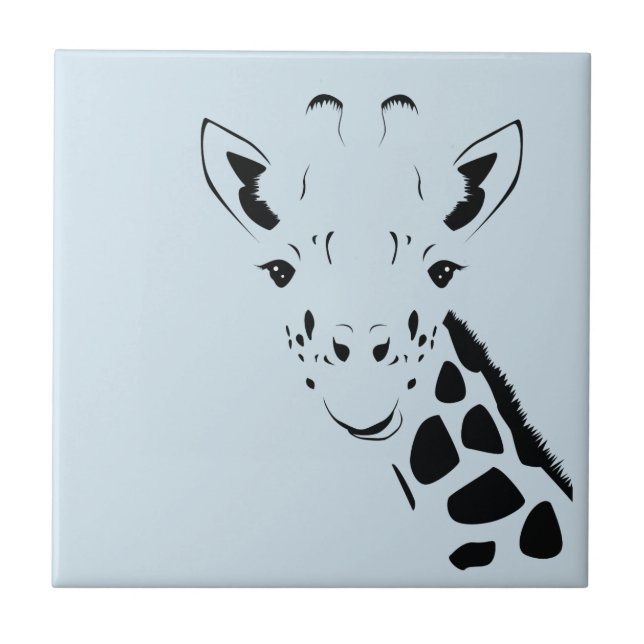 Giraffe Ansikte Silhouette Kakelplatta (Framsidan)