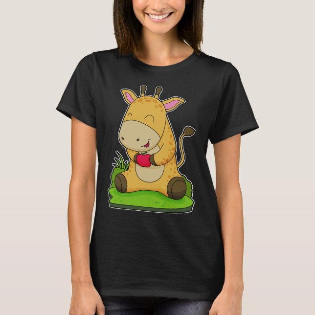 Giraffe Apple Fruit T Shirt (Framsida)