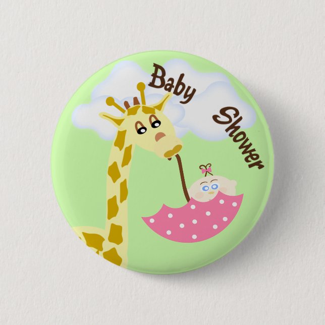 Giraffe är med i paraplybabyskor knapp (Framsida)