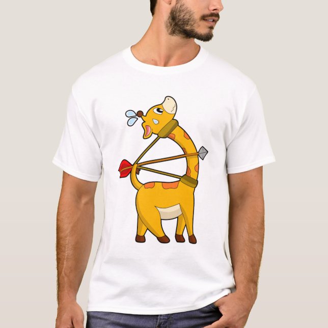 Giraffe Archer Arrow Bow T Shirt (Framsida)