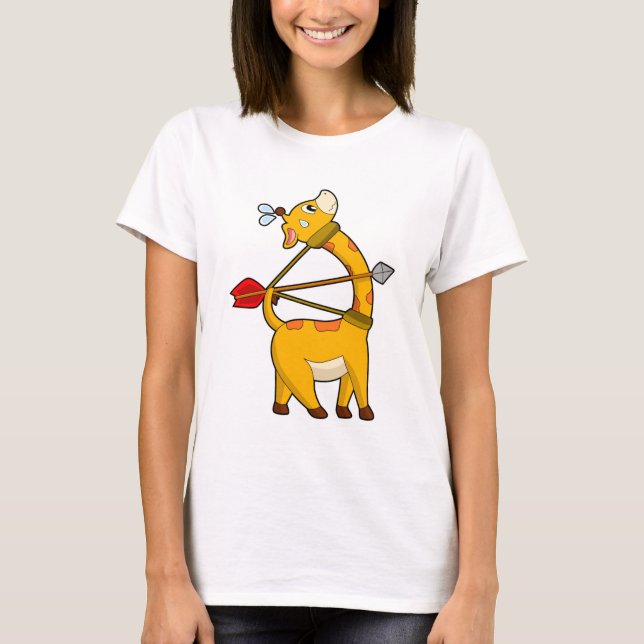 Giraffe Archer Arrow Bow T Shirt (Framsida)