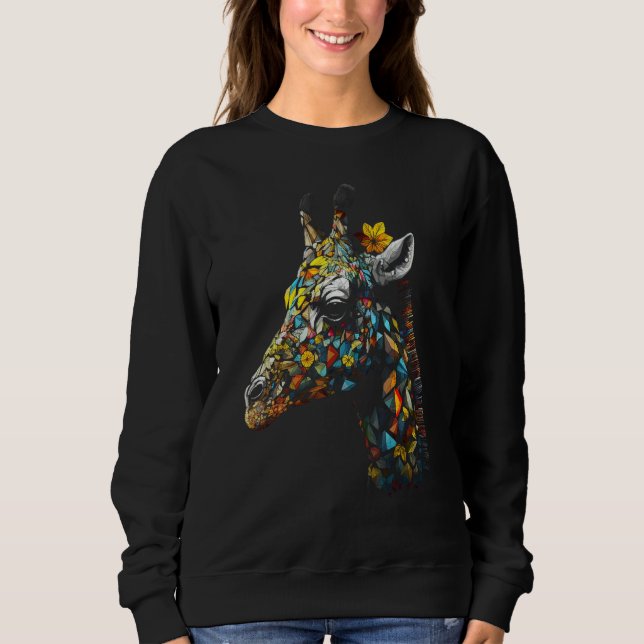 Giraffe Artwork  Animal Colourful Giraffe 1 T Shirt (Framsida)