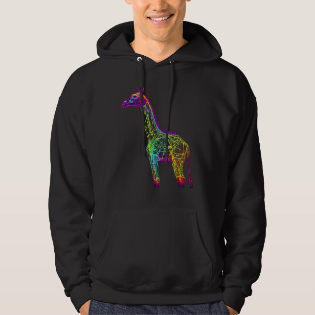 Giraffe Artwork  Animal Colourful Giraffe Hoodie (Framsida)