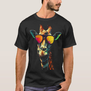 Giraffe Artwork Sunglass Animal T Shirt