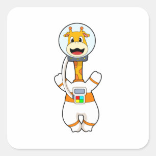 Giraffe as Astronaut i Costume Fyrkantigt Klistermärke