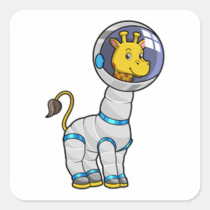 Giraffe as astronaut in Glass sphere Fyrkantigt Klistermärke