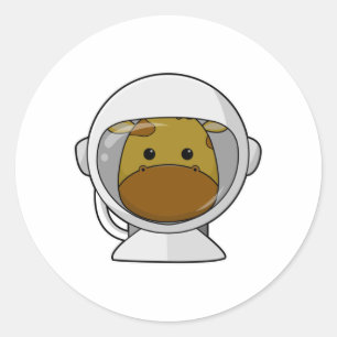 Giraffe as Astronaut med Helmet Runt Klistermärke