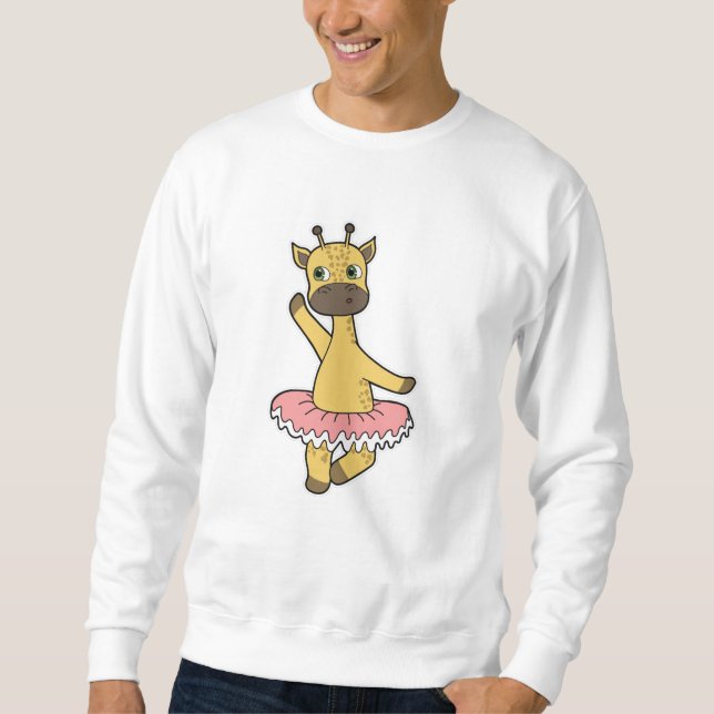 Giraffe as Ballerina at Ballet med Skirt Lång Ärmad Tröja (Framsida)
