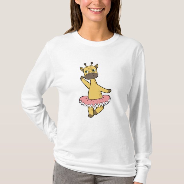 Giraffe as Ballerina at Ballet med Skirt T Shirt (Framsida)