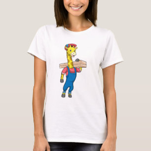Giraffe as Carpenter with Wood T Shirt