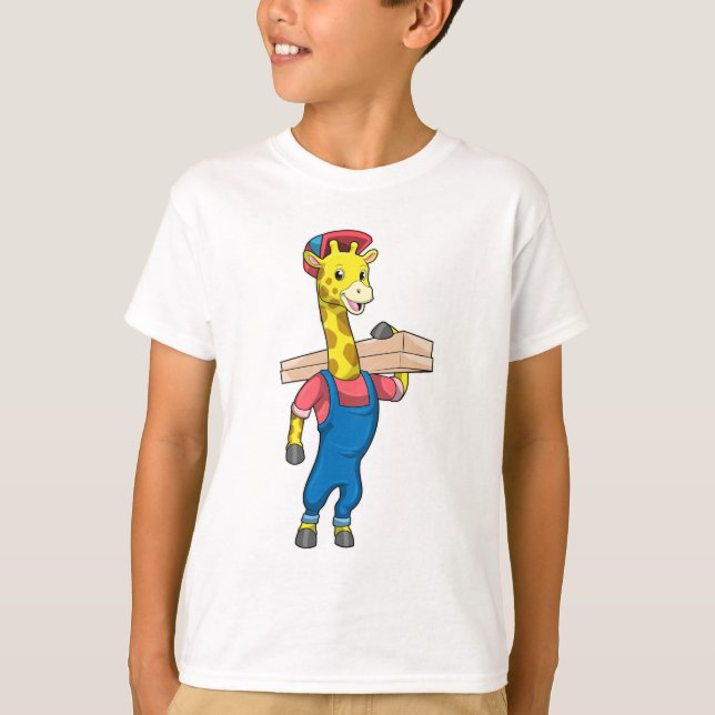 Giraffe as Carpenter with Wood T Shirt (Framsida)