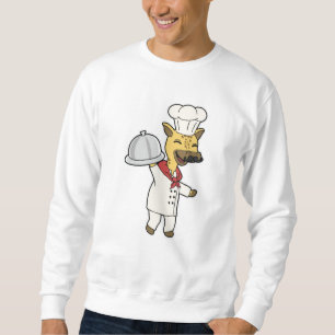 Giraffe as Chef with Cooking apron & Platter Lång Ärmad Tröja