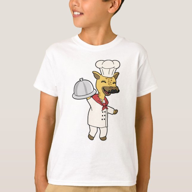 Giraffe as Chef with Cooking apron & Platter T Shirt (Framsida)