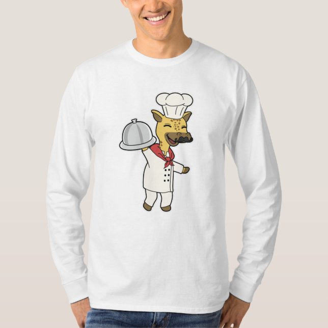 Giraffe as Chef with Cooking apron & Platter T Shirt (Framsida)