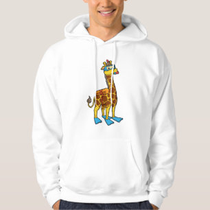 Giraffe as Diver with Swimming gogges & Flippers Hoodie