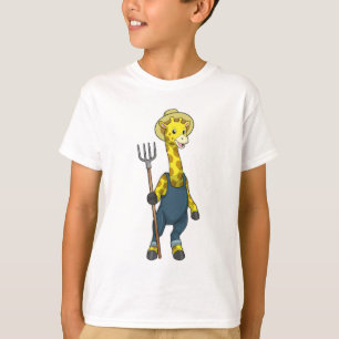 Giraffe as Farmer med Pitchfork T Shirt