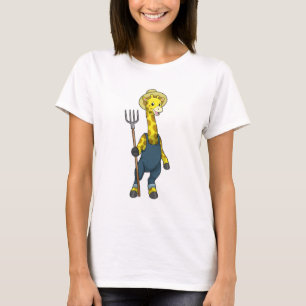 Giraffe as Farmer med Pitchfork T Shirt