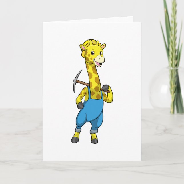 Giraffe as Miner med Pickaxe Kort (Framsida)