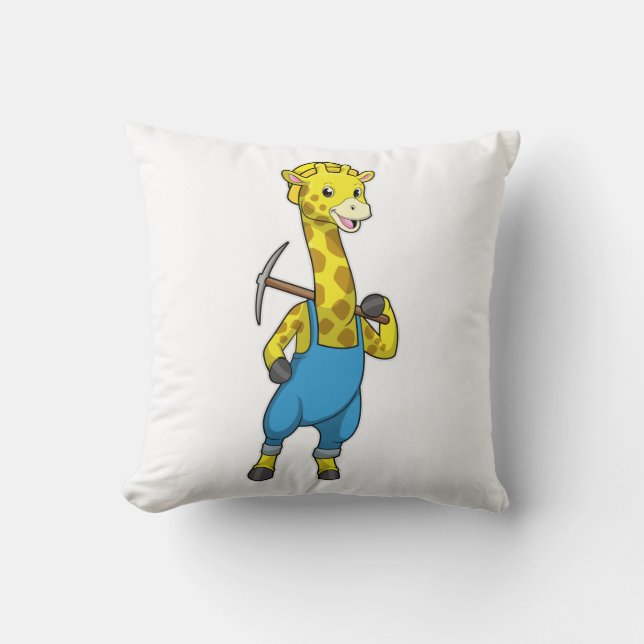 Giraffe as Miner med Pickaxe Kudde (Framsida)