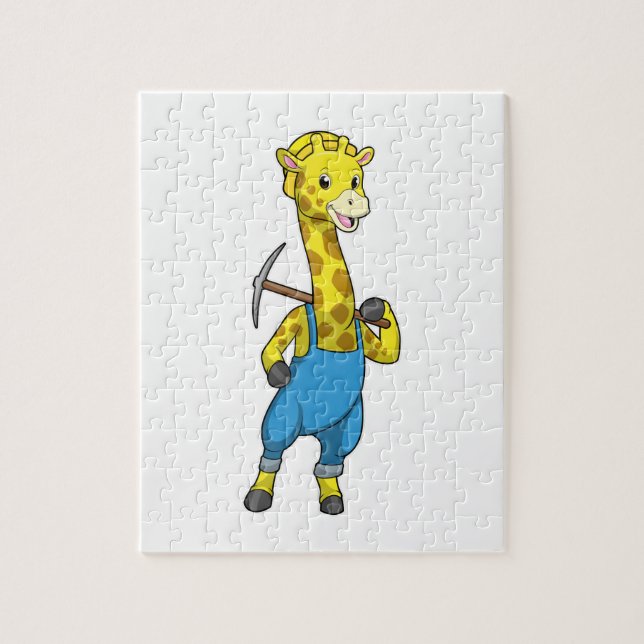 Giraffe as Miner med Pickaxe Pussel (Vertikal)