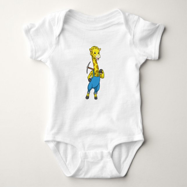 Giraffe as Miner med Pickaxe T Shirt (Framsida)