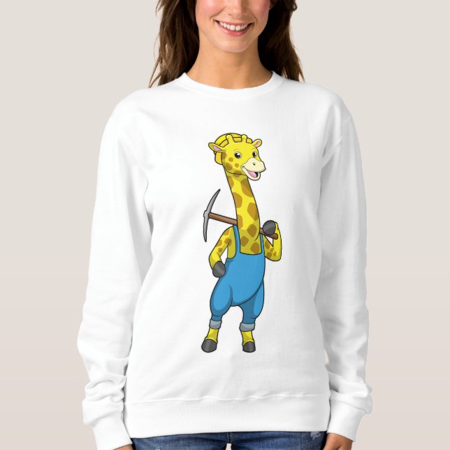 Giraffe as Miner med Pickaxe T Shirt (Framsida)