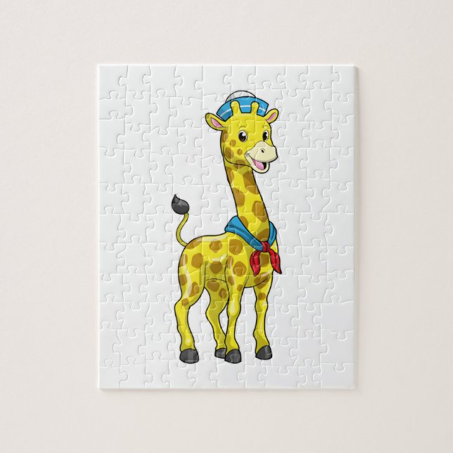 Giraffe as Sailor with Sailor hat Pussel (Vertikal)