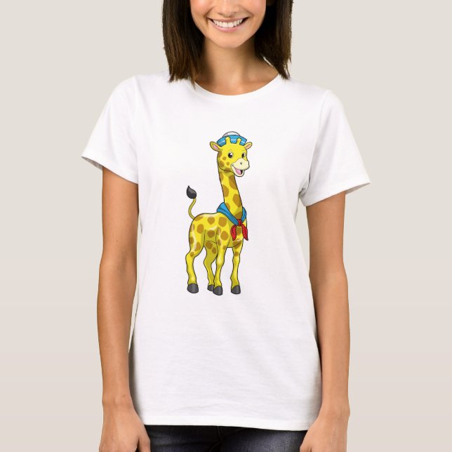 Giraffe as Sailor with Sailor hat T Shirt (Framsida)