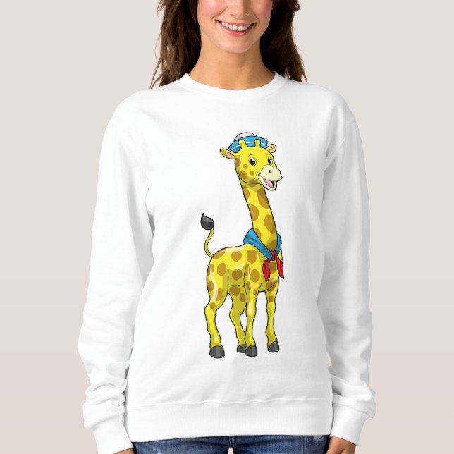 Giraffe as Sailor with Sailor hat T Shirt (Framsida)