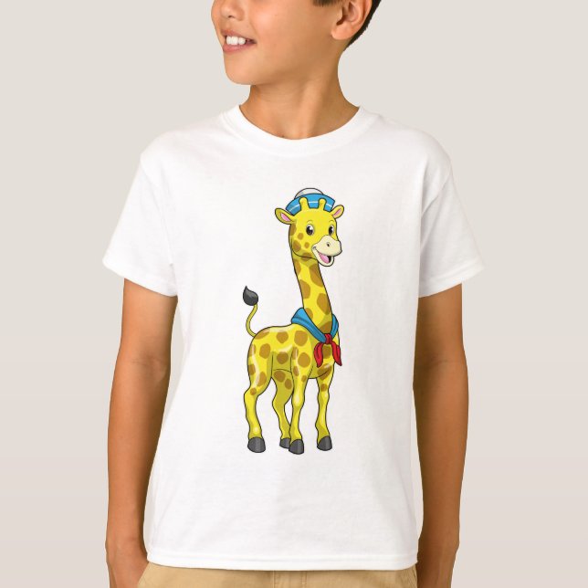 Giraffe as Sailor with Sailor hat T Shirt (Framsida)