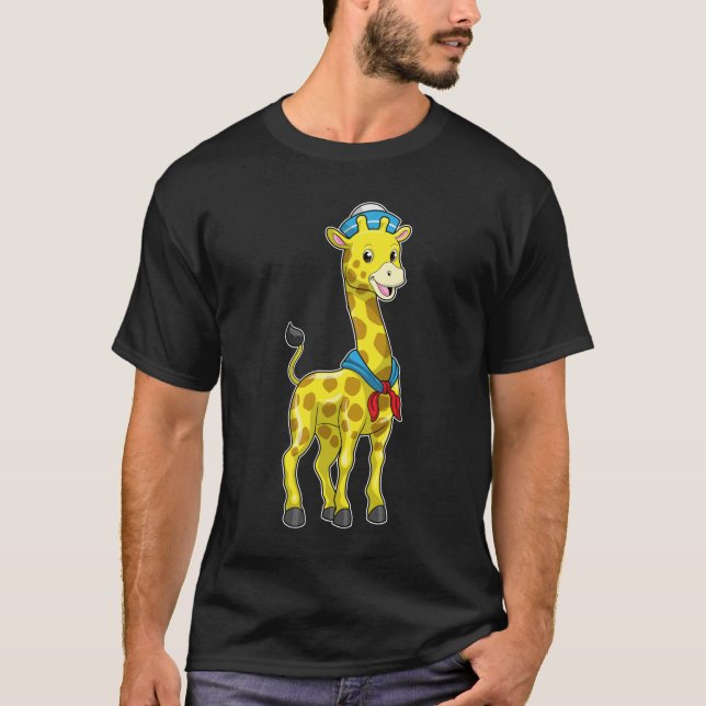 Giraffe as Sailor with Sailor hat T Shirt (Framsida)