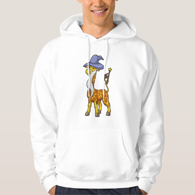 Giraffe as Wizard med Magic trollspö & Hat Hoodie (Framsida)