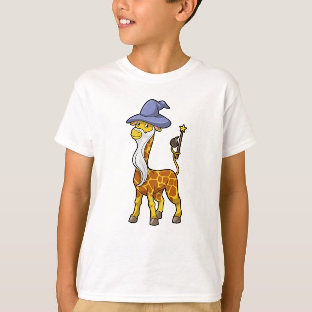 Giraffe as Wizard med Magic trollspö & Hat T Shirt (Framsida)