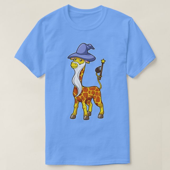 Giraffe as Wizard med Magic Trollspö Hat T Shirt (Design framsida)