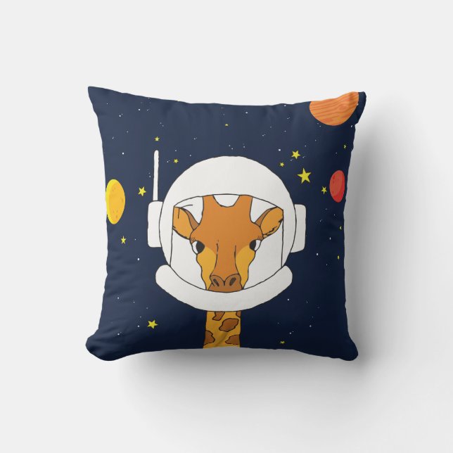 Giraffe Astronaut Animal with Space Helmet Clipart Kudde (Framsida)