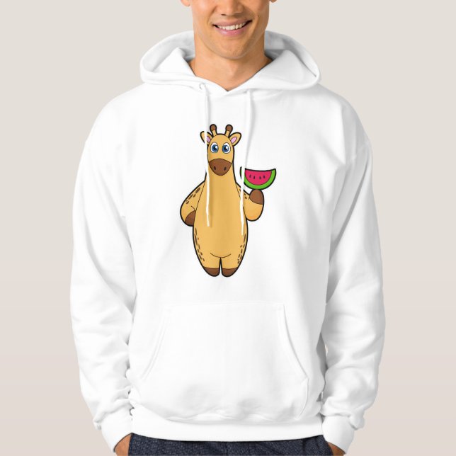 Giraffe at Eating with Watermelon Hoodie (Framsida)