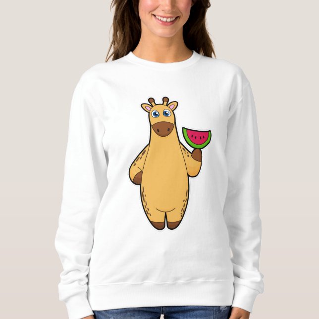 Giraffe at Eating with Watermelon T Shirt (Framsida)